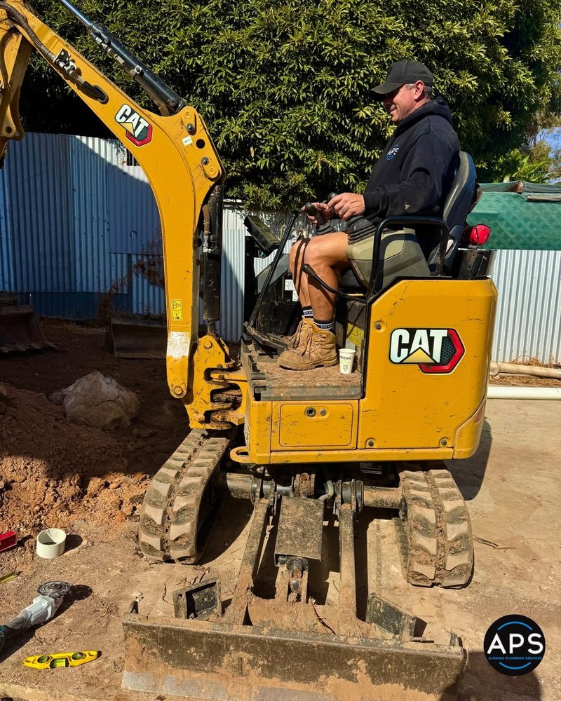 Mini Excavator On Site — Aldinga Plumbing Services
