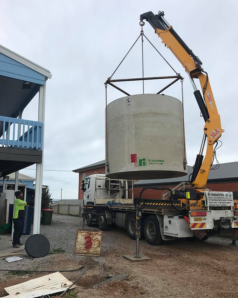 Septic Tank Craned In — Aldinga Plumbing Services